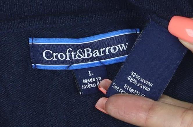 Croft & Barrow Men's Navy Argyle V-Neck Knit Vest Size L Rayon Blend