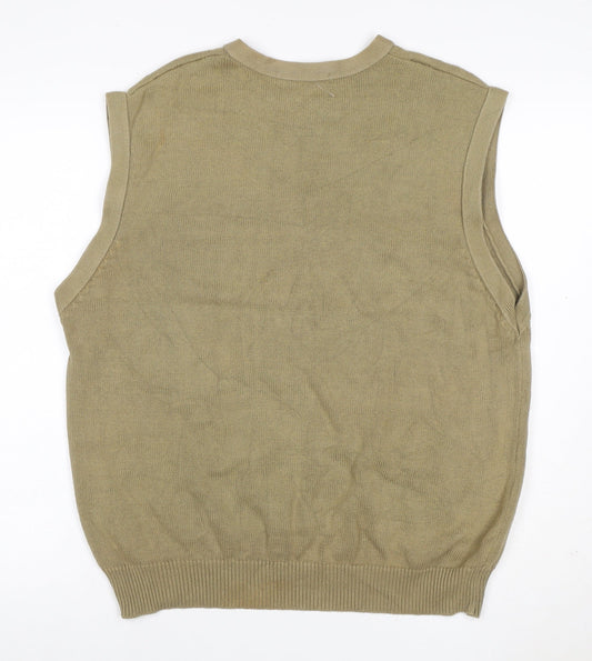 Basic Equipment Men’s Beige Cotton V-Neck Knit Sleeveless Jumper Vest L