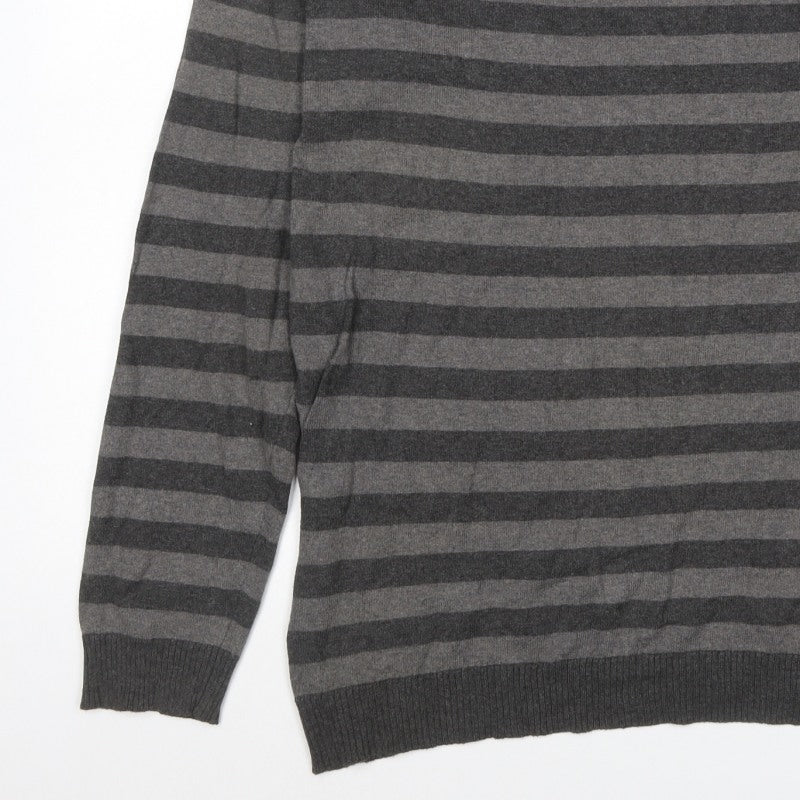 Additional view of Burton Men’s Grey Striped Crew Neck Knit Jumper, size M
