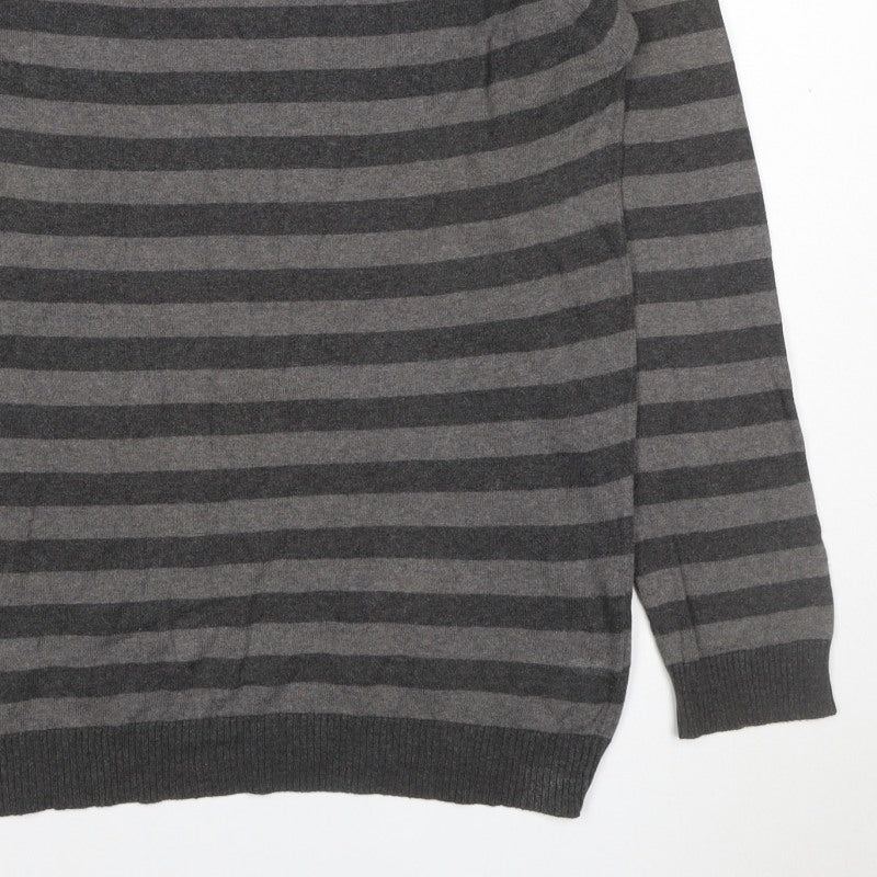 Additional view of Burton Men’s Grey Striped Crew Neck Knit Jumper, size M