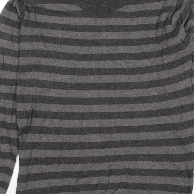 Additional view of Burton Men’s Grey Striped Crew Neck Knit Jumper, size M
