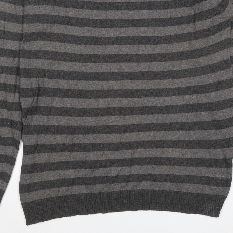 Additional view of Burton Men’s Grey Striped Crew Neck Knit Jumper, size M