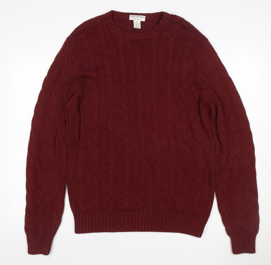 Covington Men’s Red Cable Knit Cotton Crew Neck Pullover Jumper M