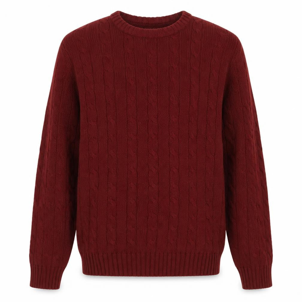 Covington Men’s Red Cable Knit Cotton Crew Neck Pullover Jumper M