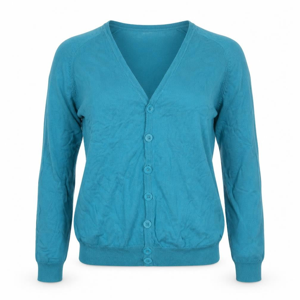 Burton Women Blue M V-Neck Button Knit Cardigan Long Sleeve