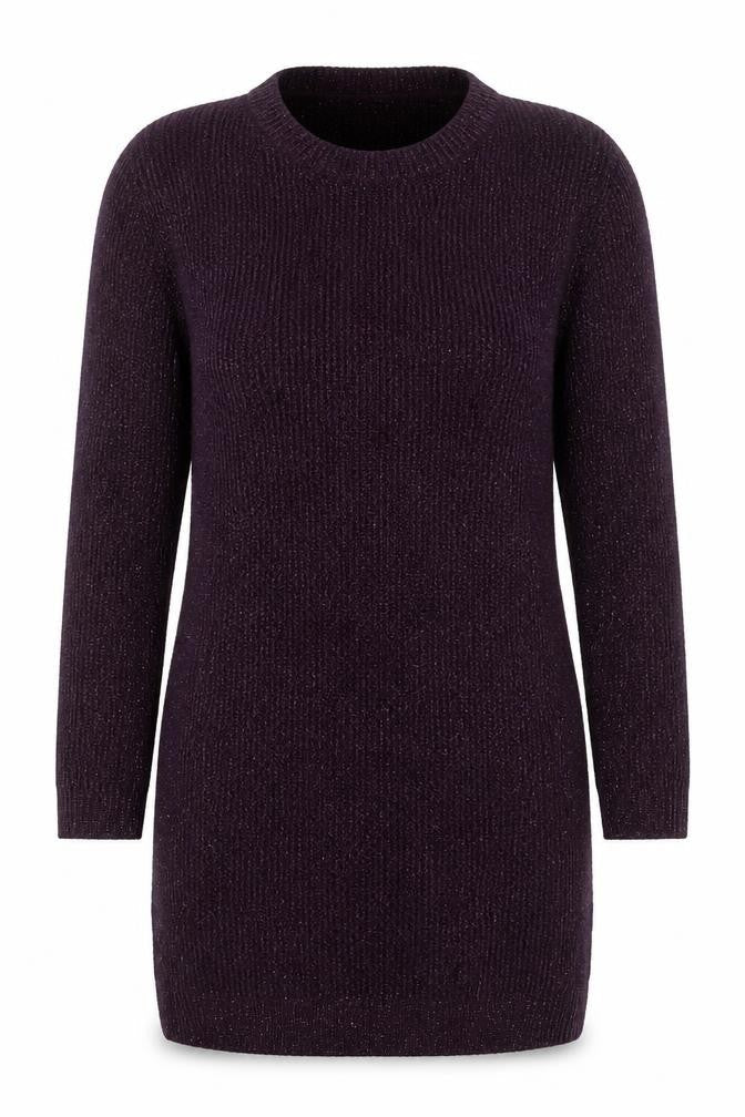 Marks & Spencer Women Purple Glitter Knit Tunic Jumper UK 8