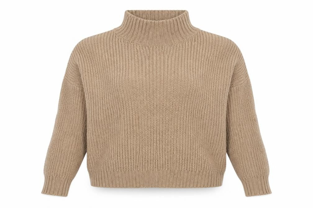 Threadbare Women’s Beige Size 10 Chunky Knit High Neck Jumper