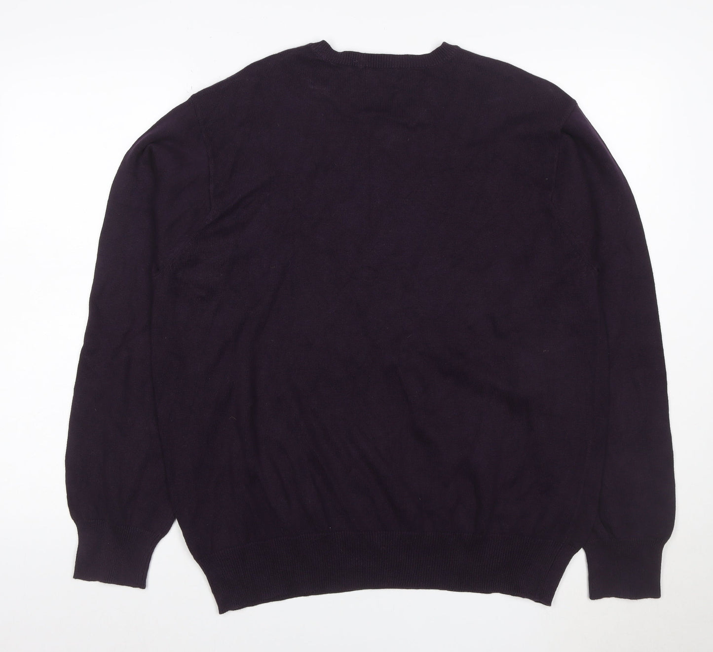 Arrow Men’s Purple L Argyle Cotton V-Neck Pullover Jumper