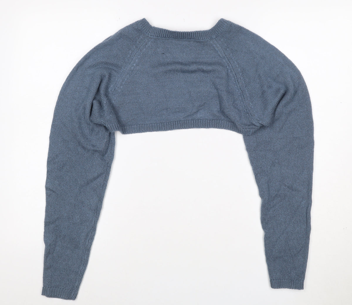 Yours Women Blue Crop Jumper UK 14-16 Acrylic Knit Crew Neck
