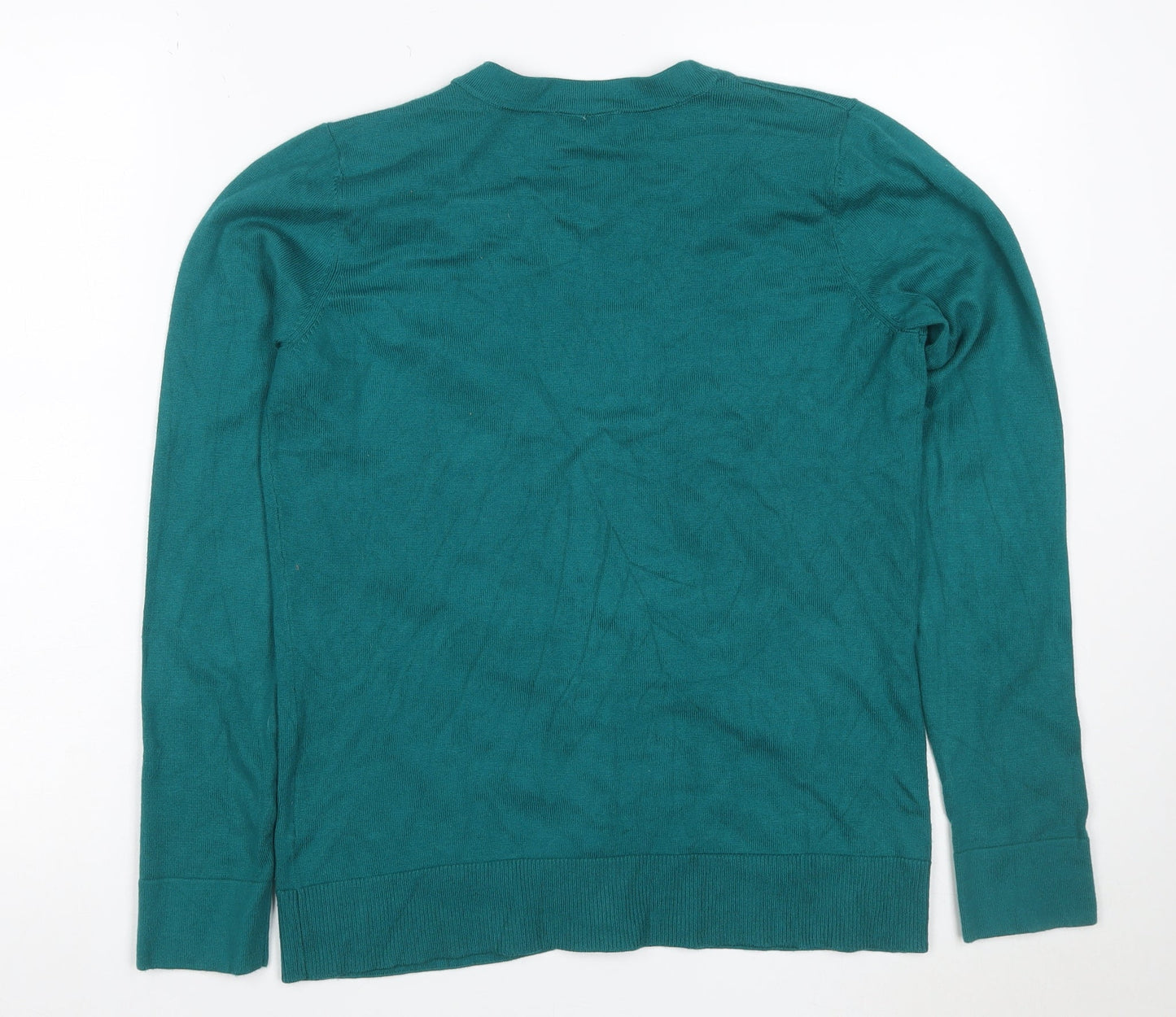 Denver Hayes Women Green M V-Neck Button Knit Cardigan