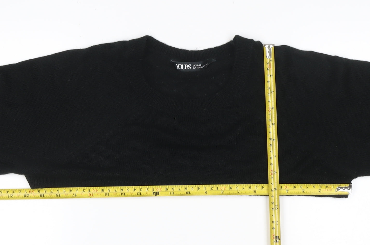 Yours Women Black UK 18-20 Cropped Shrug Crew Neck Knit Jumper