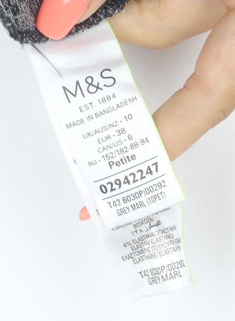 Marks and Spencer Women Grey Marl Size 10 Jumper Dress Roll Neck Stretch