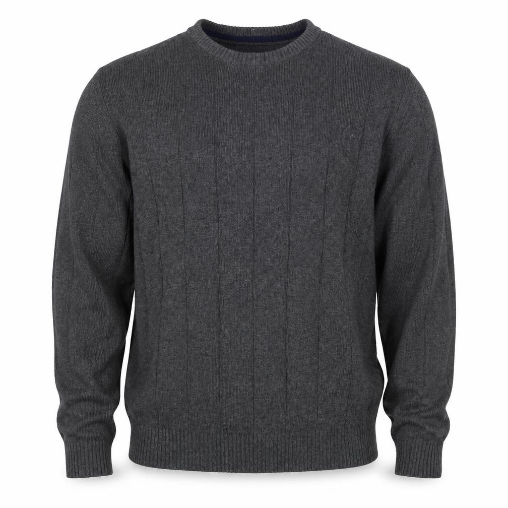 Club Room Men’s Grey Cotton Ribbed Crew Neck Pullover Jumper Large