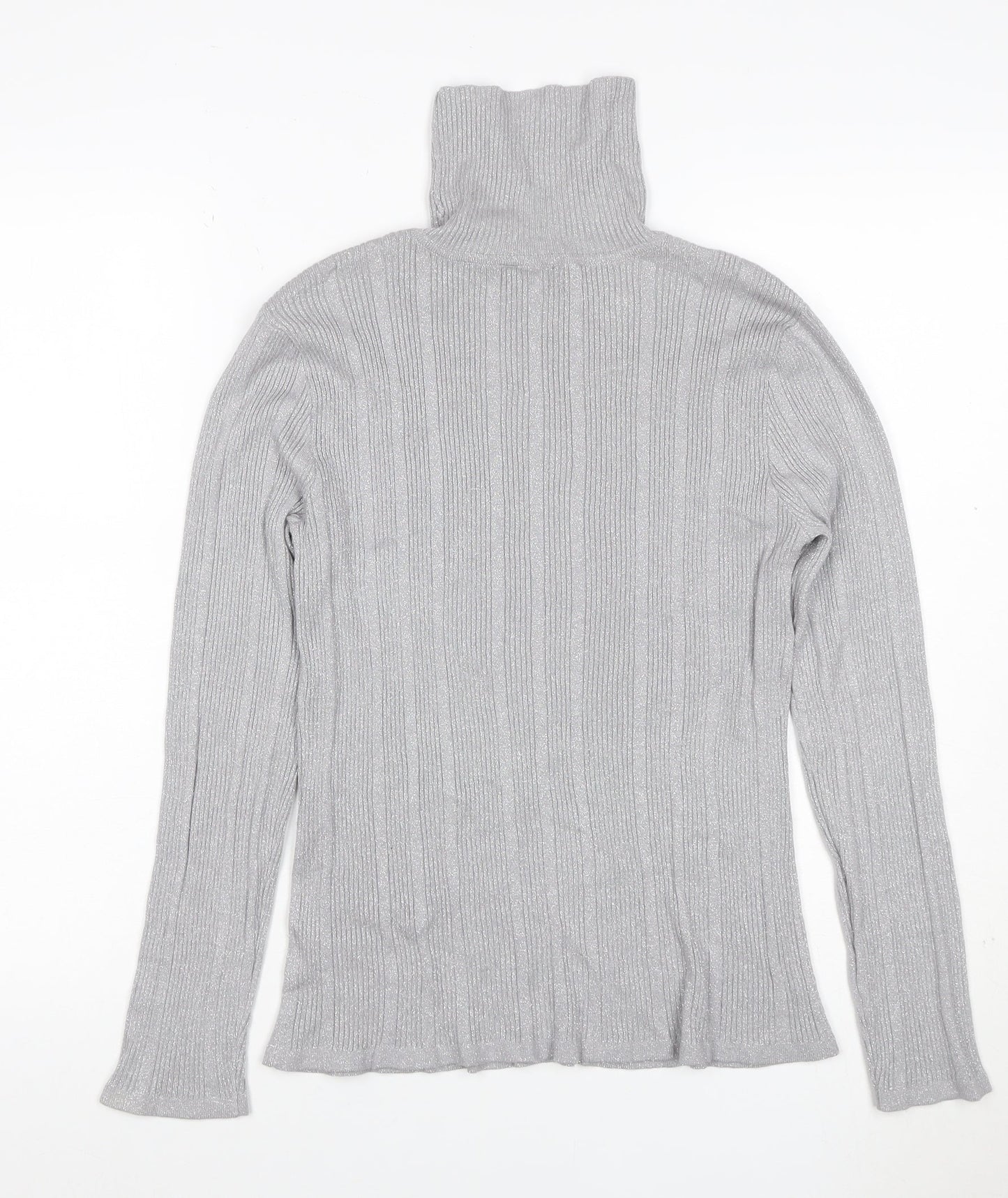Worthington Women Silver L Ribbed Roll Neck Stretch Jumper