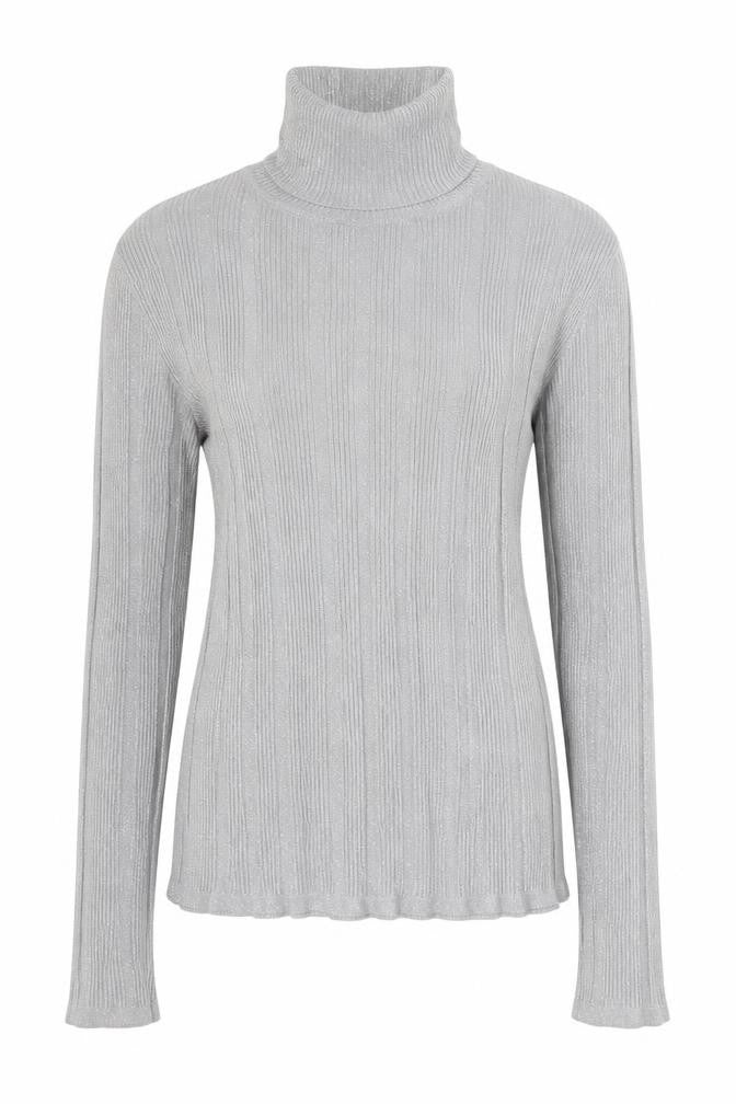 Worthington Women Silver L Ribbed Roll Neck Stretch Jumper