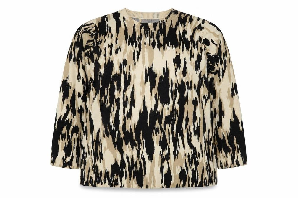 M&S Women’s Beige Animal Print Crew Neck Knit Jumper Size 18