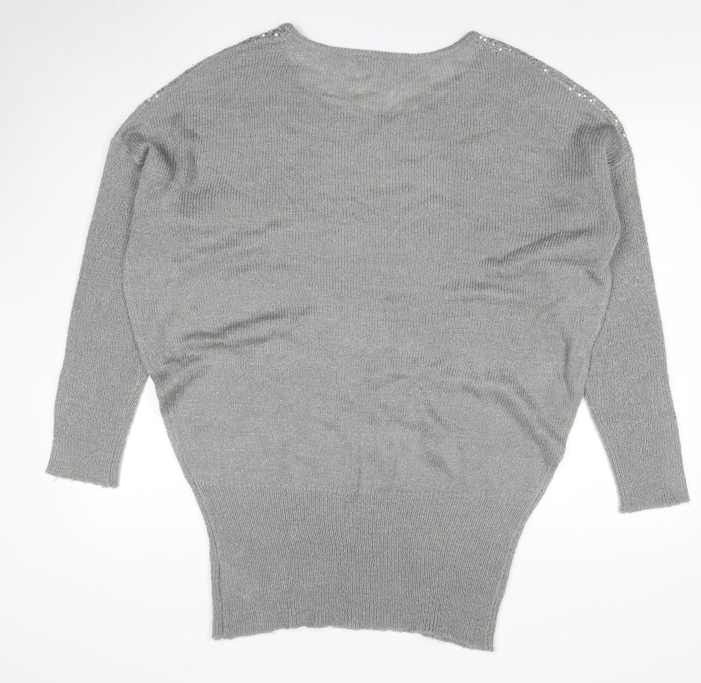 Peacocks Women’s Silver Sequin Round Neck Knit Jumper Size 20