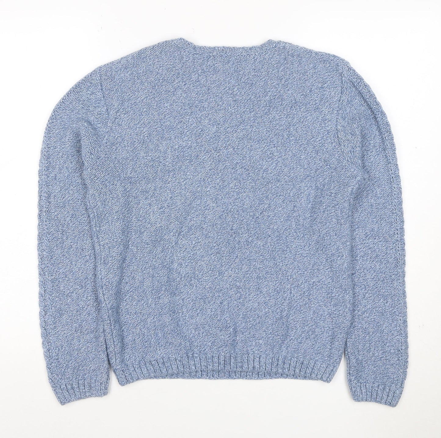Lindor Petite Women’s Blue M Cable Knit Cotton Blend Jumper