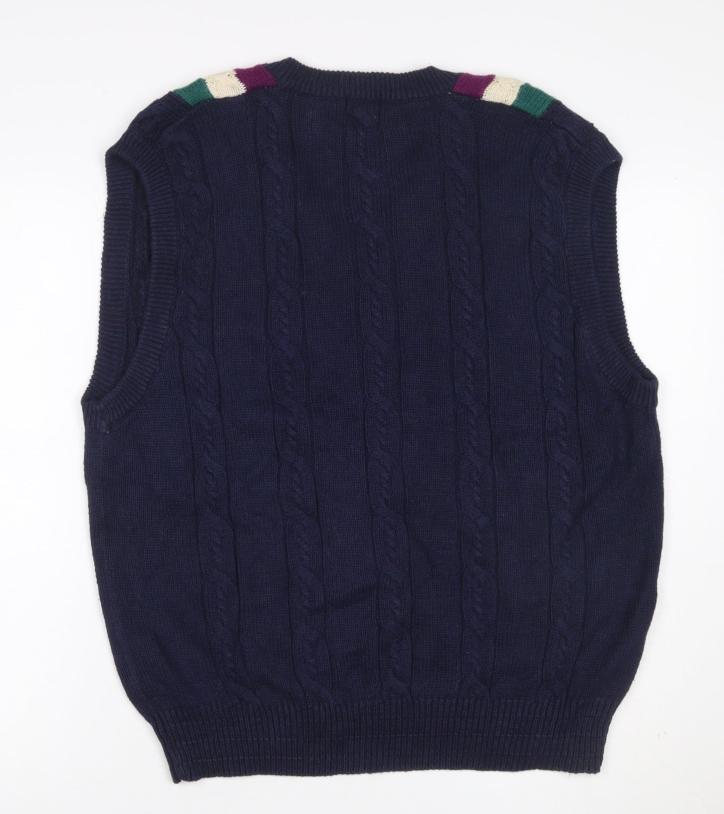 I.O.U. Men’s Multicoloured L Cable Knit V-Neck Ramie Cotton Vest