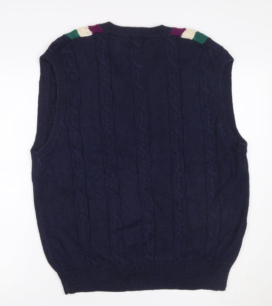 I.O.U. Men’s Multicoloured L Cable Knit V-Neck Ramie Cotton Vest