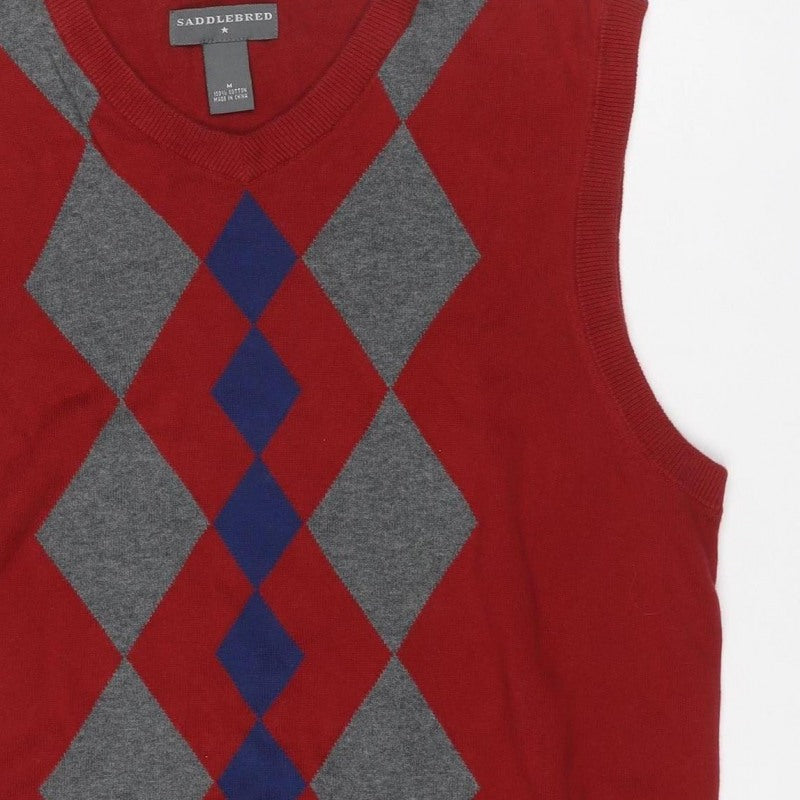 Additional view of Saddlebred Men’s Red M Argyle Knit Sleeveless Crew Neck Jumper Vest