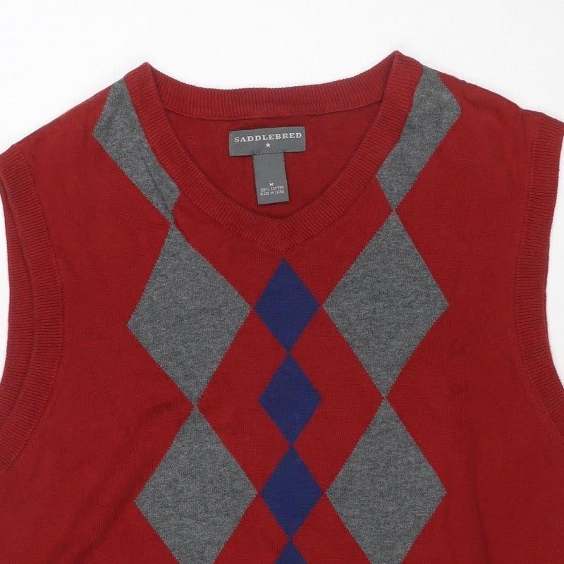 Additional view of Saddlebred Men’s Red M Argyle Knit Sleeveless Crew Neck Jumper Vest