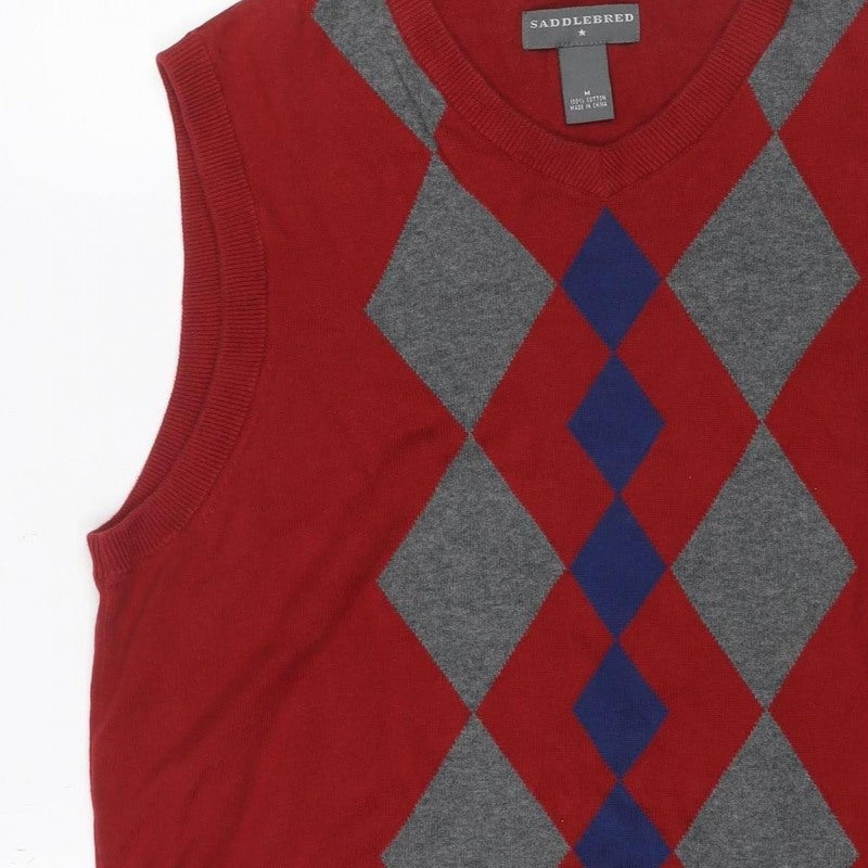Additional view of Saddlebred Men’s Red M Argyle Knit Sleeveless Crew Neck Jumper Vest