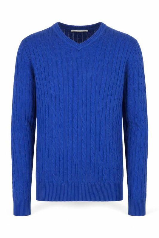 Jones New York Sport Men’s Blue L Cable Knit V-Neck Cashmere Jumper
