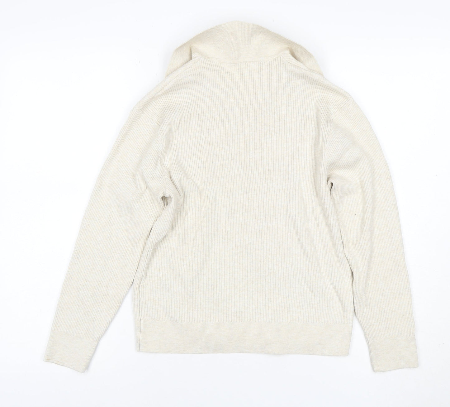 UNIQLO Women Ivory M Rib Knit Collared Long Sleeve Pullover Jumper