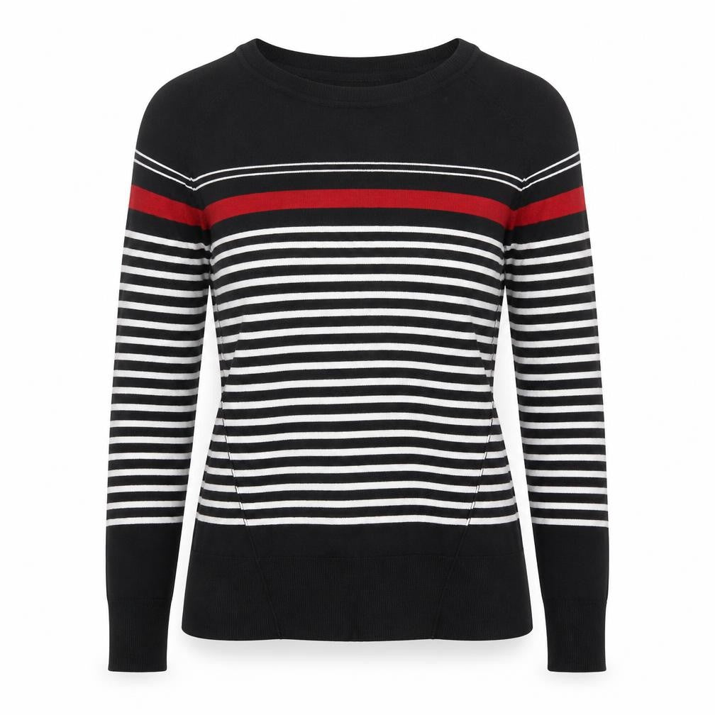 Next Women’s Black Red White Striped Knit Jumper UK 8 Pullover