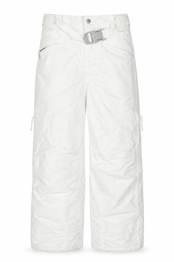 Front view of Trespass boys’ white 7-8 years tp50 waterproof ski snow trousers