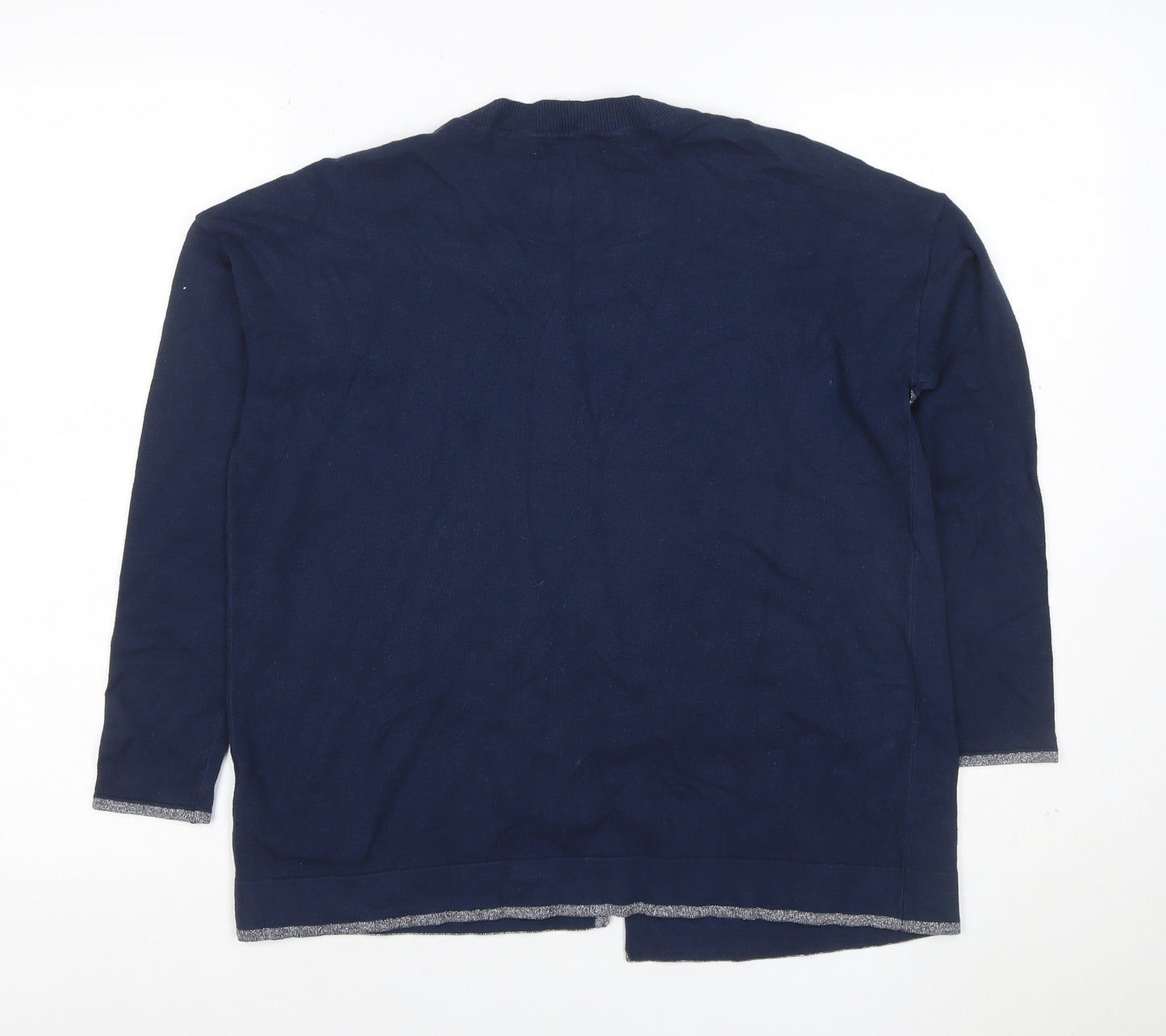 Oliver Bonas Women’s Navy Size 8 Asymmetric Tunic Jumper Metallic Trim
