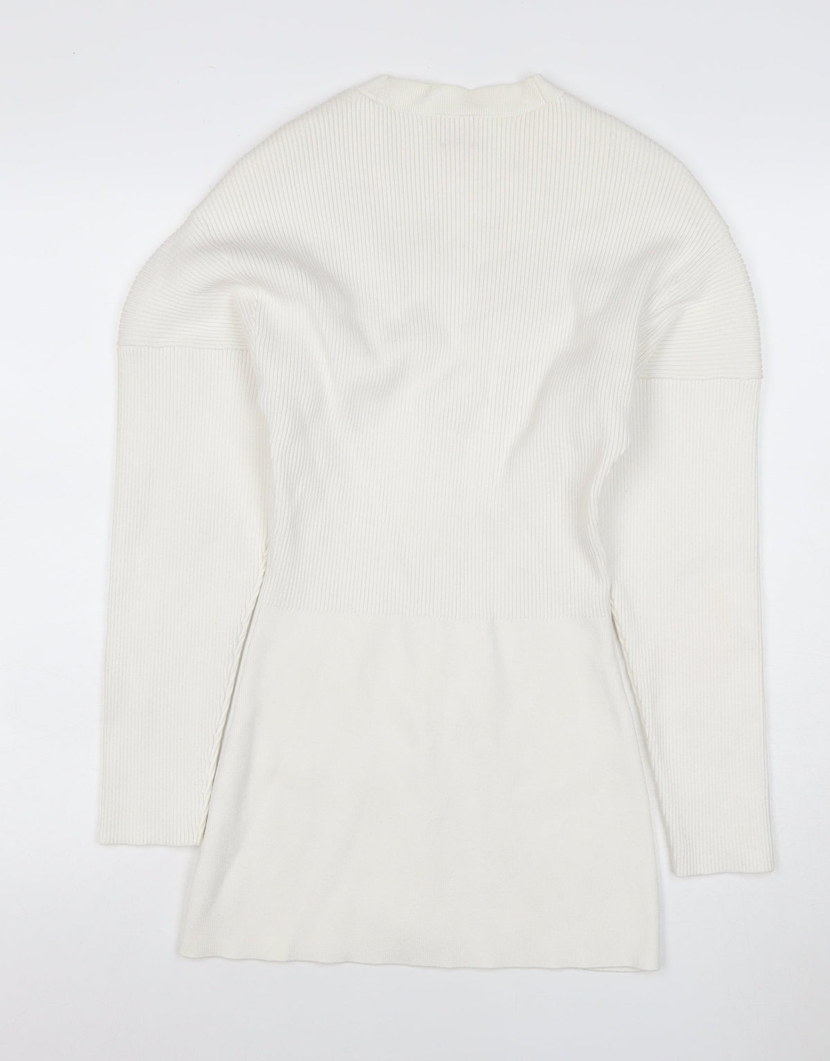 H&M Women Ivory XS Rib Knit V-Neck Button Cardigan