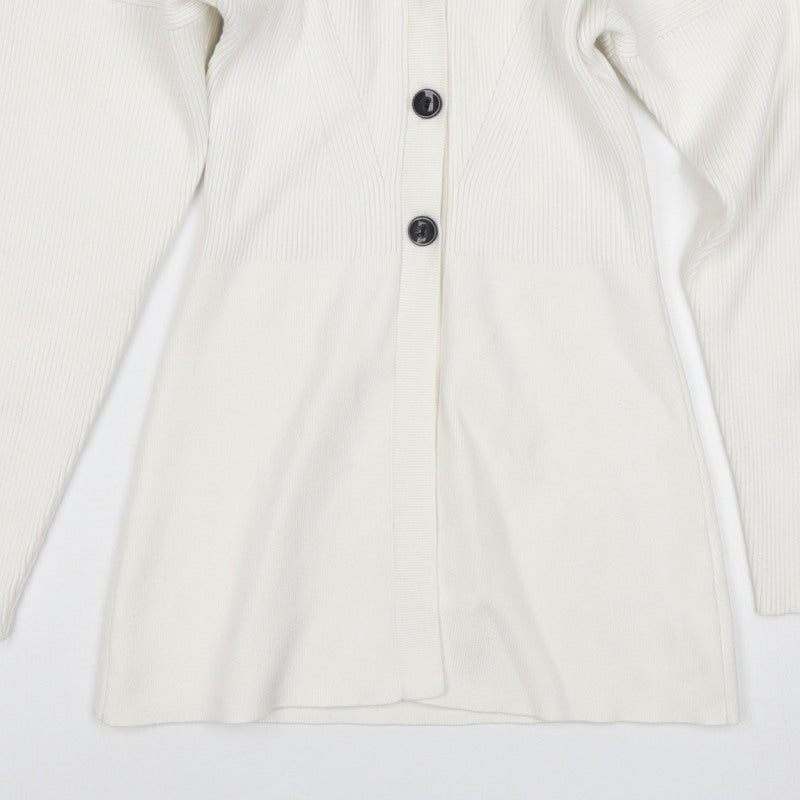H&M Women Ivory XS Rib Knit V-Neck Button Cardigan