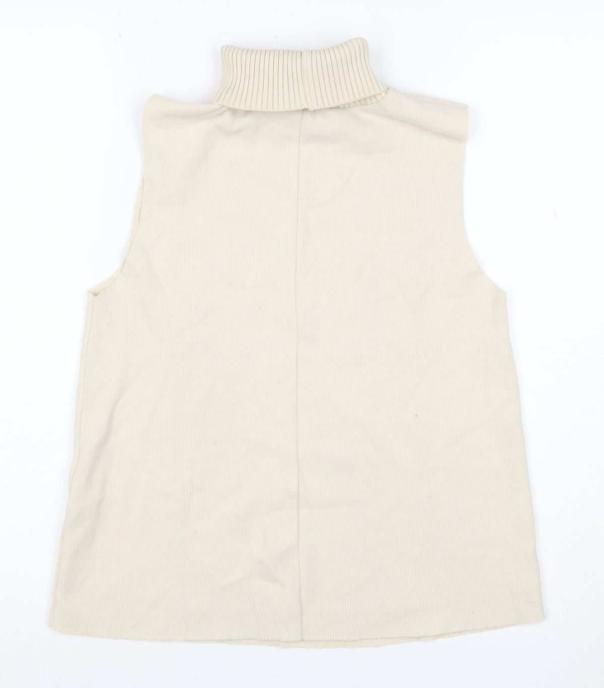 Zara Women Ivory S Sleeveless Roll Neck Ribbed Knit Tank Top