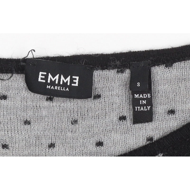 Emme Marella Women’s Black Grey Spot Knit Jumper Size S Long Sleeve