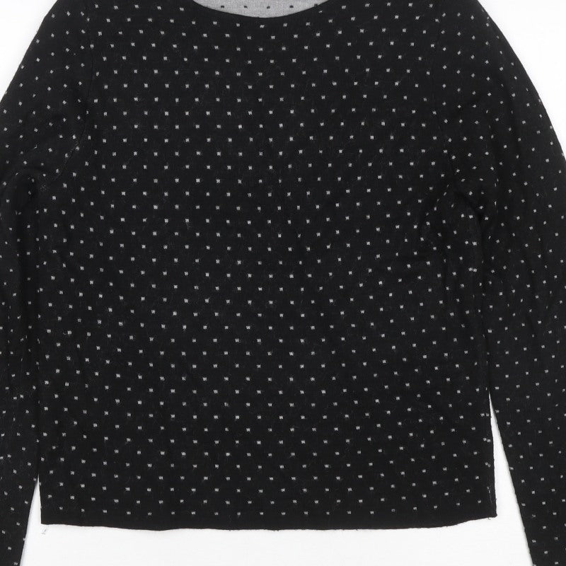 Emme Marella Women’s Black Grey Spot Knit Jumper Size S Long Sleeve