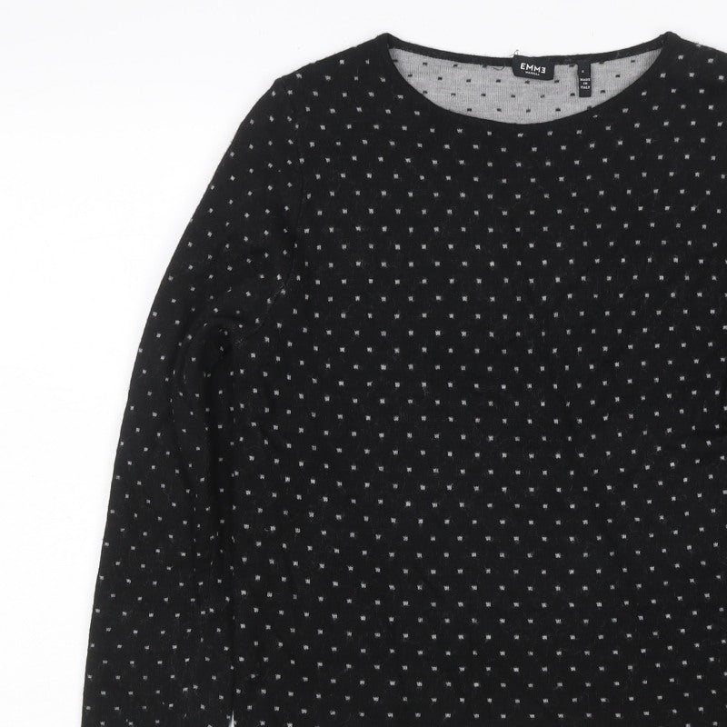 Emme Marella Women’s Black Grey Spot Knit Jumper Size S Long Sleeve