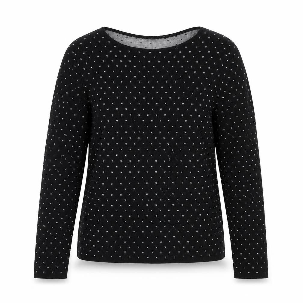 Emme Marella Women’s Black Grey Spot Knit Jumper Size S Long Sleeve