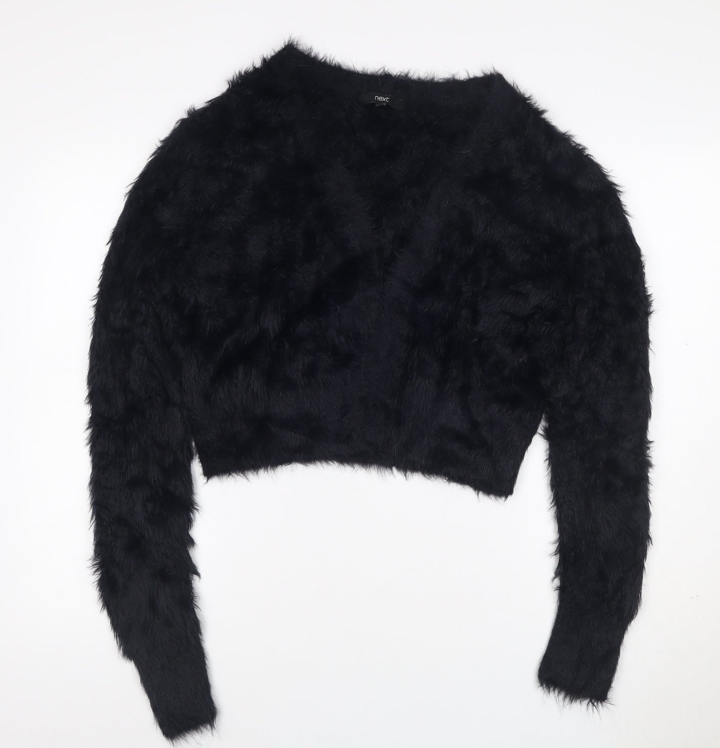 Next Women’s Black Size 12 Fuzzy Knit Crew Neck Pullover Jumper