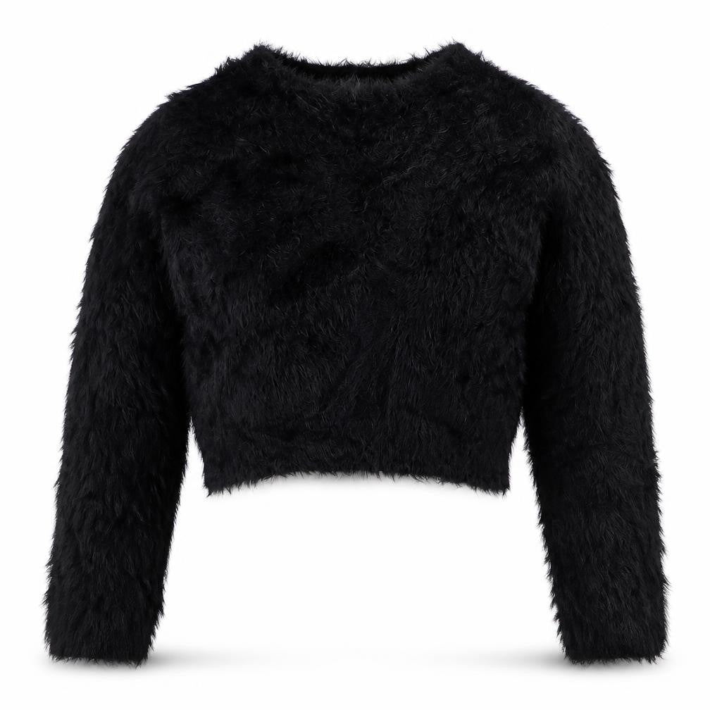 Next Women’s Black Size 12 Fuzzy Knit Crew Neck Pullover Jumper