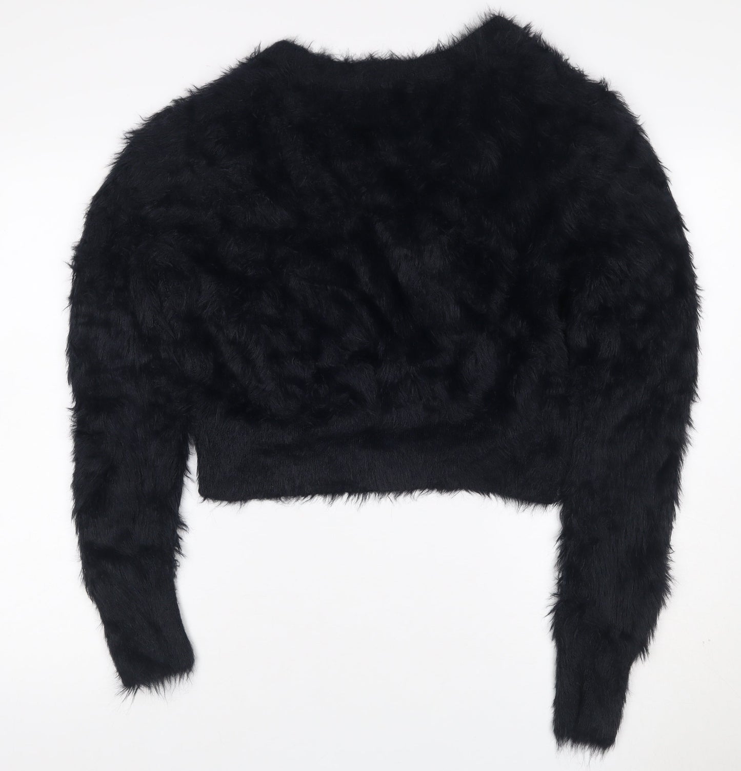 Next Women’s Black Size 12 Fuzzy Knit Crew Neck Pullover Jumper