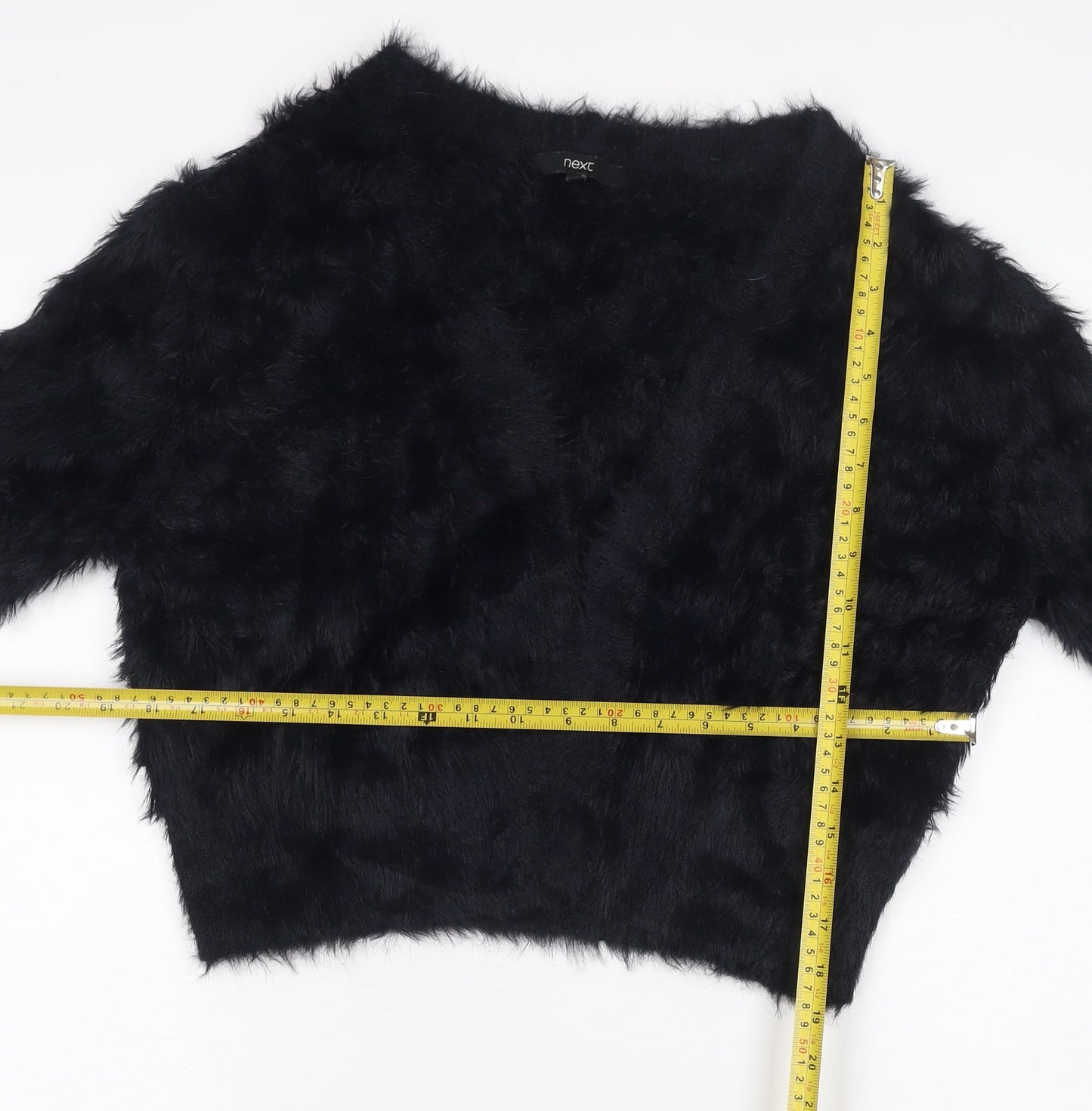 Next Women’s Black Size 12 Fuzzy Knit Crew Neck Pullover Jumper