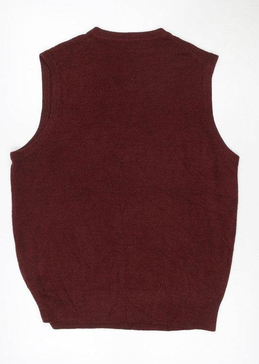 Dockers Men’s Red Acrylic V-Neck Knit Sleeveless Jumper Vest L