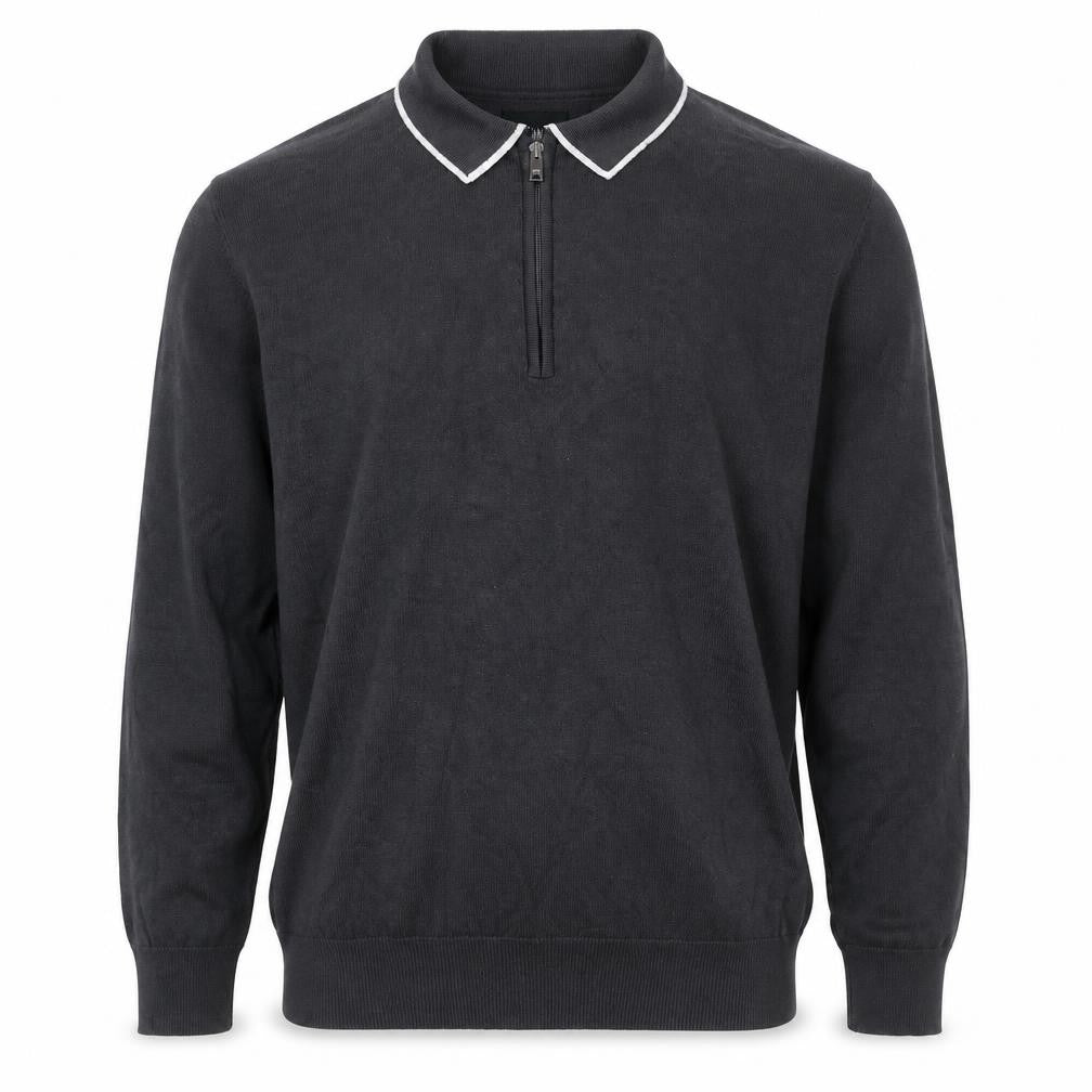 Ciao Italy Men’s Black M Long Sleeve 1/4 Zip Knit Polo