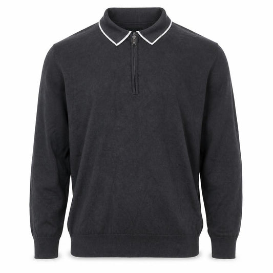 Ciao Italy Men’s Black M Long Sleeve 1/4 Zip Knit Polo