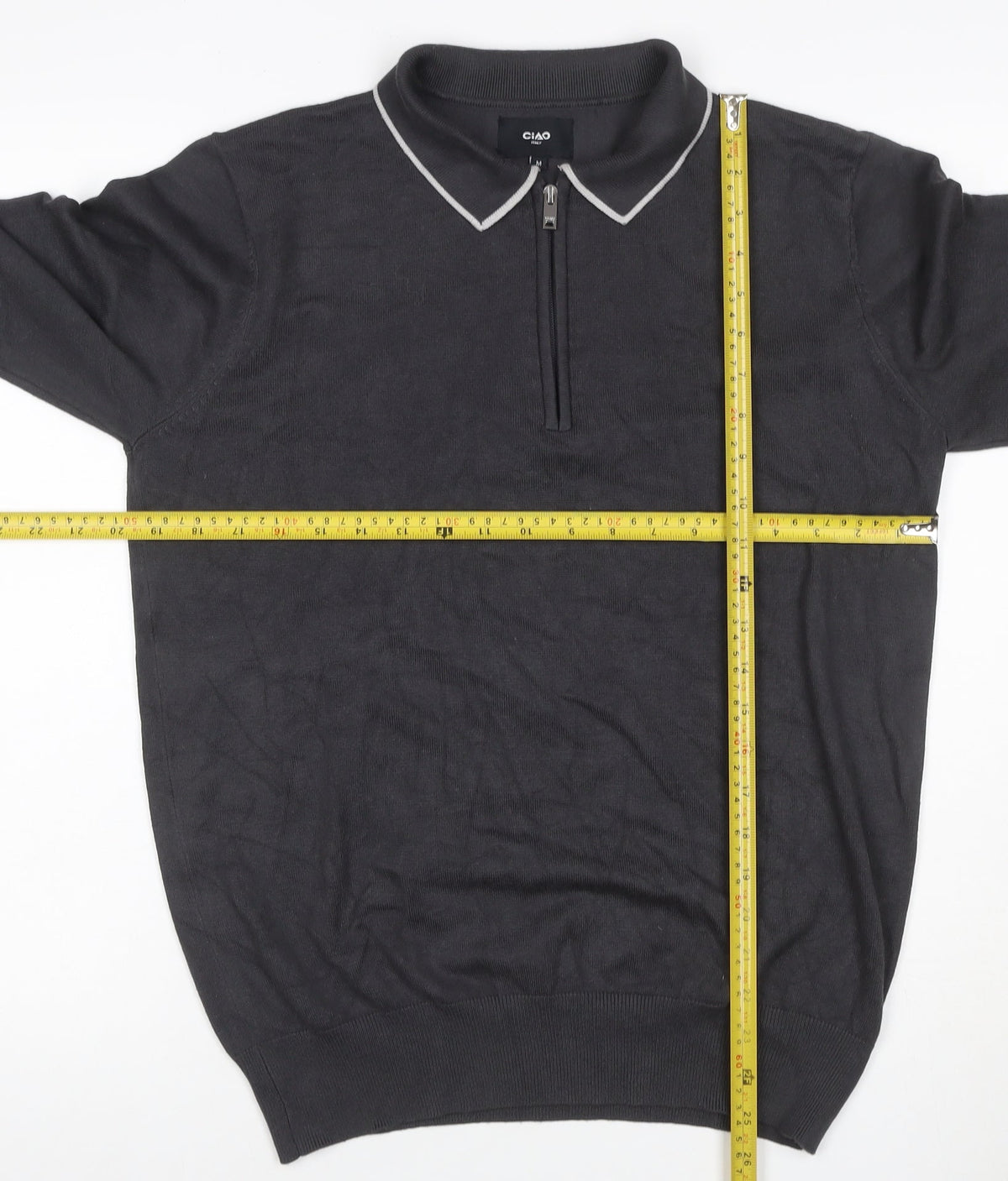 Ciao Italy Men’s Black M Long Sleeve 1/4 Zip Knit Polo
