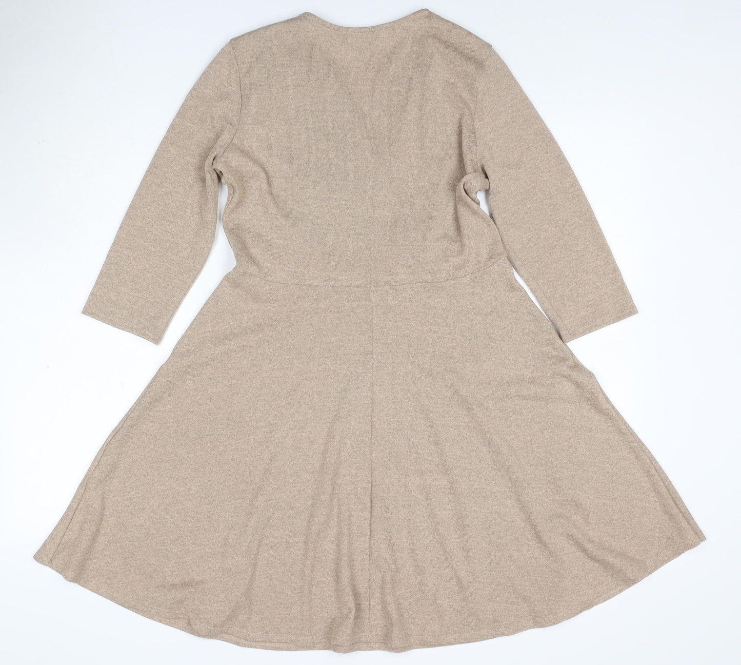 Dorothy Perkins Women Beige UK 12 Wrap Fit & Flare Knit Dress
