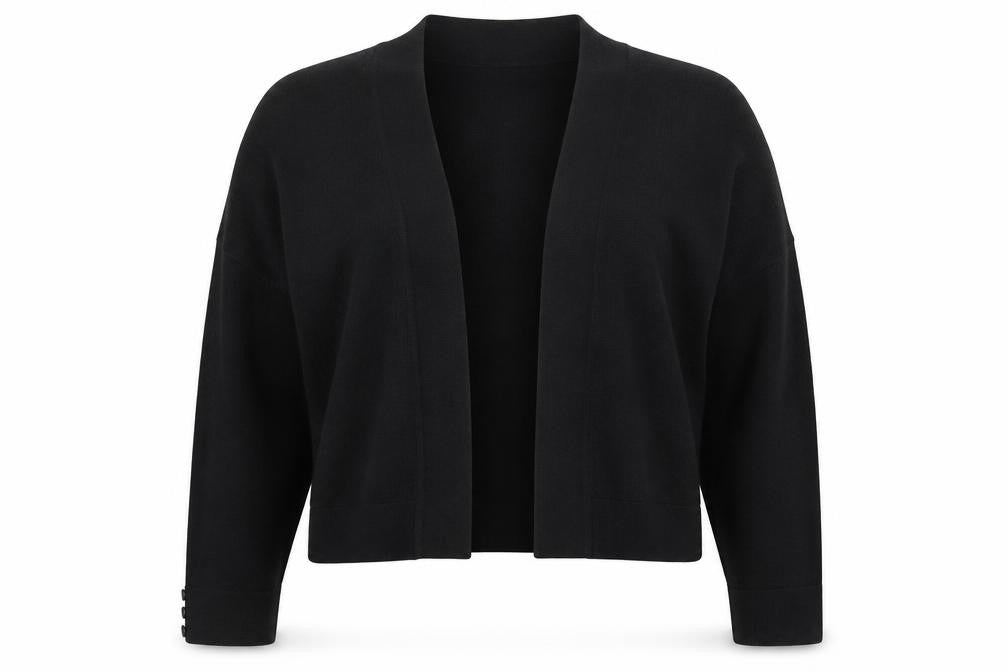 Pomodoro Women Black UK 12 Open Knit Cardigan Long Sleeve