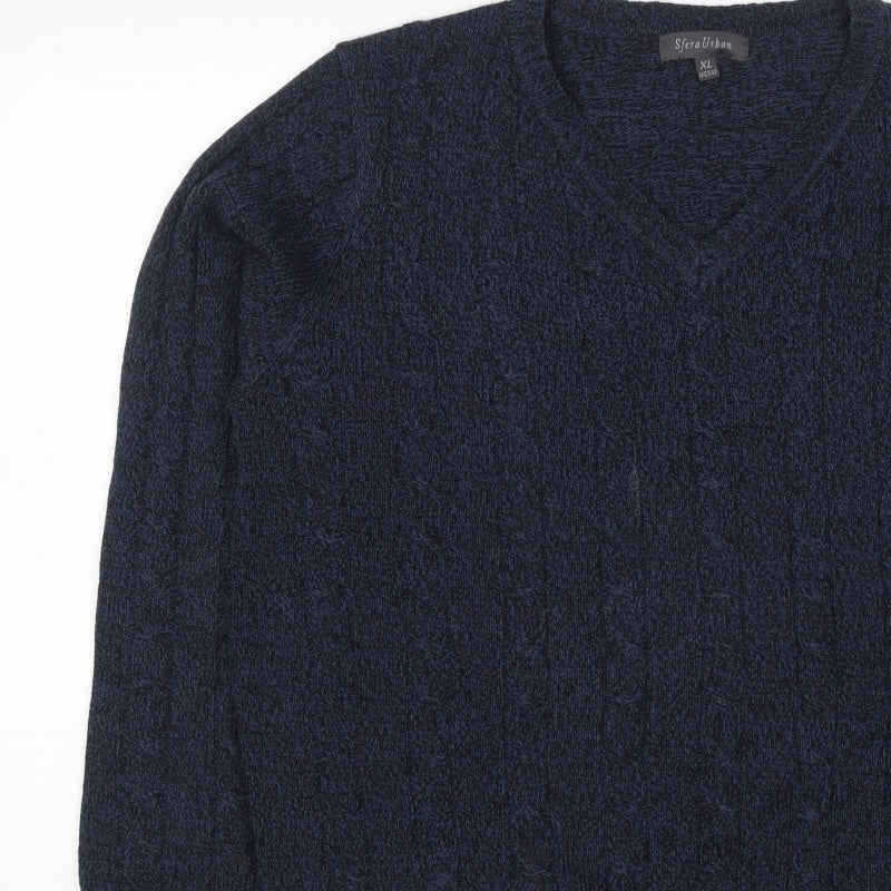 Additional view of Sfera Urban Men’s Blue XL Cable Knit V-Neck jumper